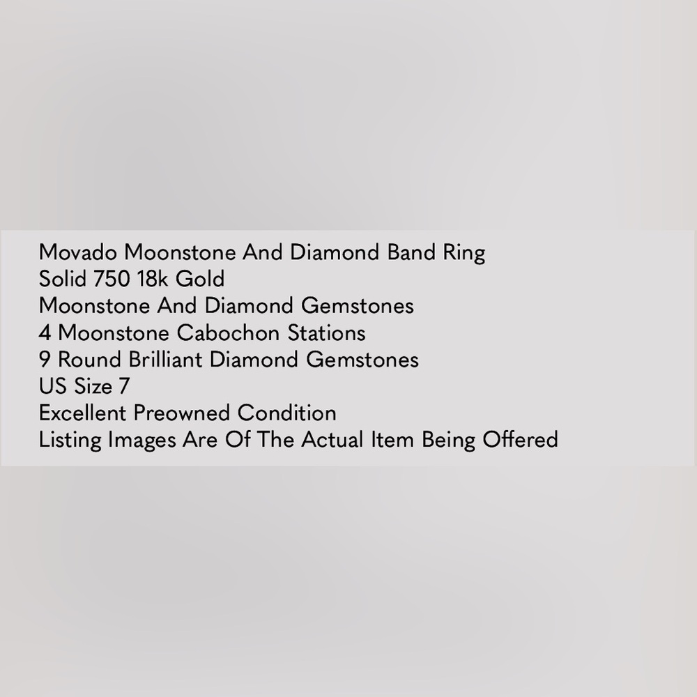 Vintage rare Movado 18K yellow gold moonstones and diamonds stunning band ring - Picture 8 of 10
